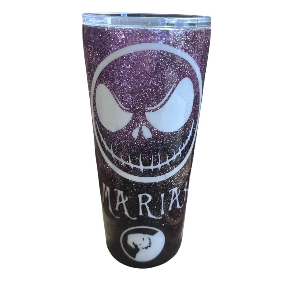 Night Before Christmas Custom Glitter Tumbler MARIAH seems New Signed by Artist